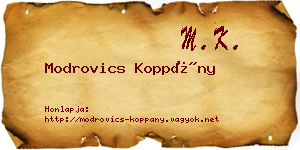 Modrovics Koppány névjegykártya